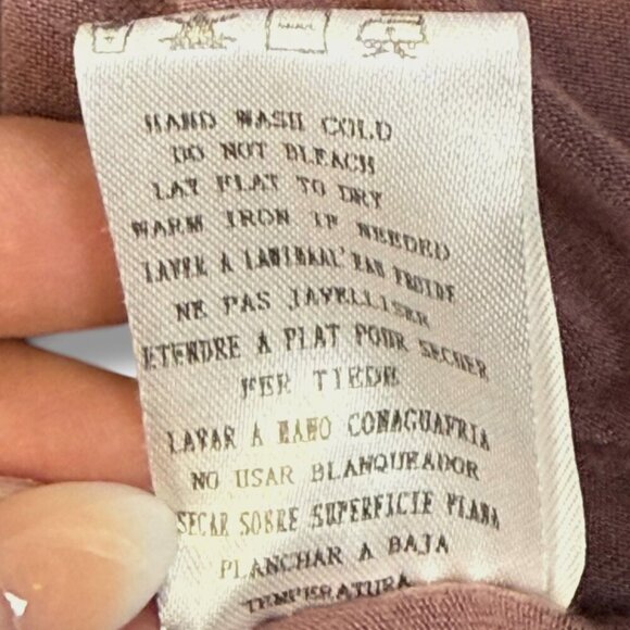 The Hanger Top Womens Sz M Mauve Short-Sleeve V-Neck Lace-Up Tassel Tie Tee Boho - Picture 9 of 9